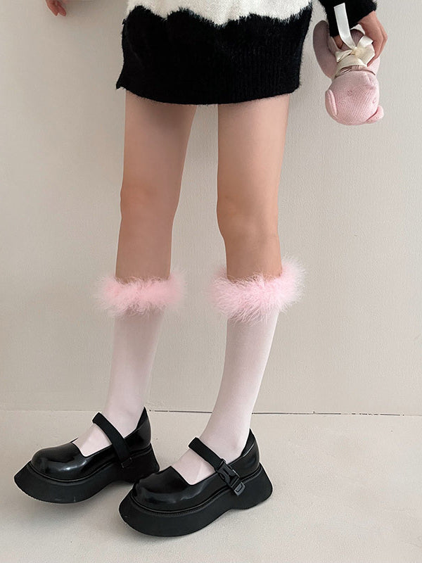 Feather Accent Tall Socks 8064