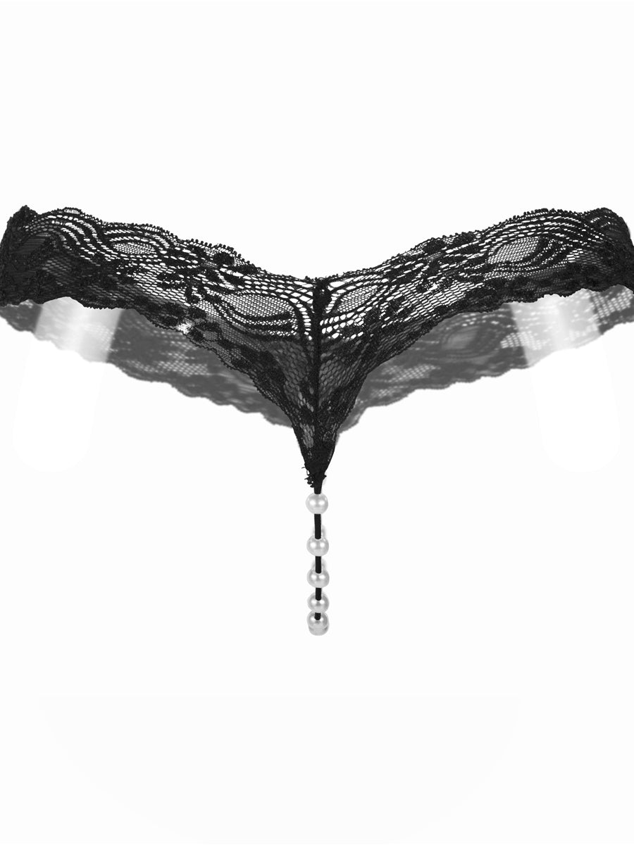 Women's G-string Crotch Thongs Lace Pearl 8777