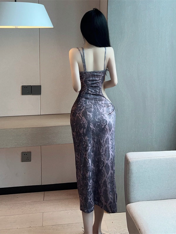 Hollow Out Waist High Split Strap Mid length Dress 8672 (S/M/L)