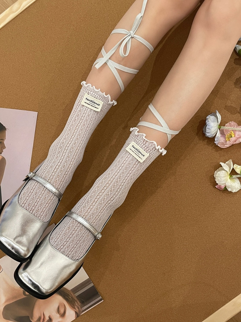 Women Japanese Lolita Tube Mesh Sock Strap 8843