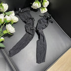 Women's Bow Ruffled Mesh Tall Socks 8443