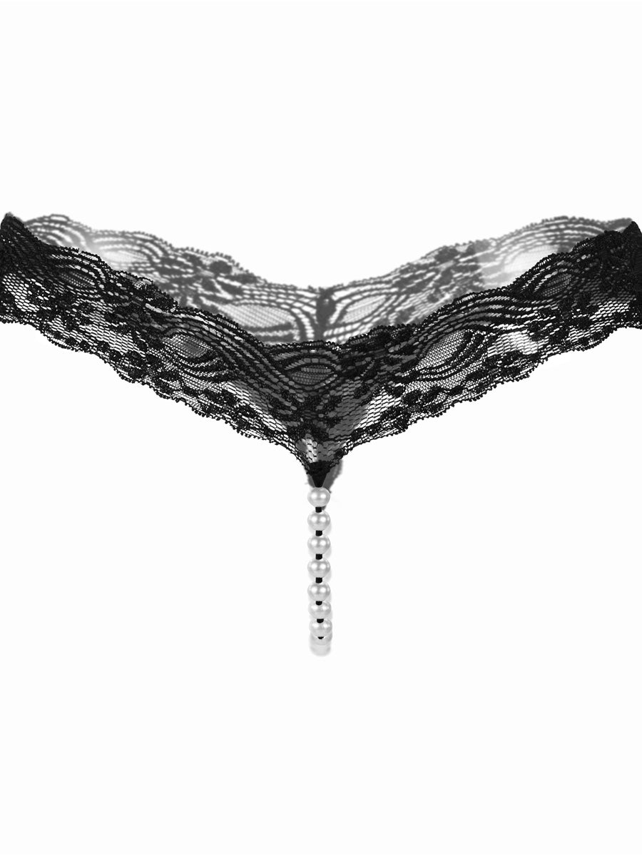 Women's G-string Crotch Thongs Lace Pearl 8777