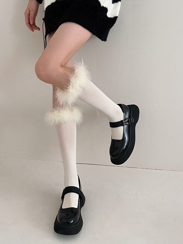 Feather Accent Tall Socks 8064