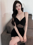 Women's Mini Dress Tulle Waist Sleeveless Sweet Neck 8635 ( S/M/L )