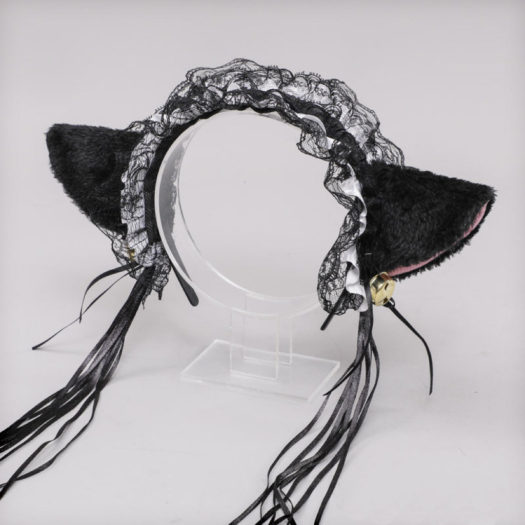 LS Bando Cosplay Lucu Telinga Kucing Renda Tali Rumbai Fashion Lolita All Size 8805 Hiasan Kepala Wanita Cat Ear With Tassel