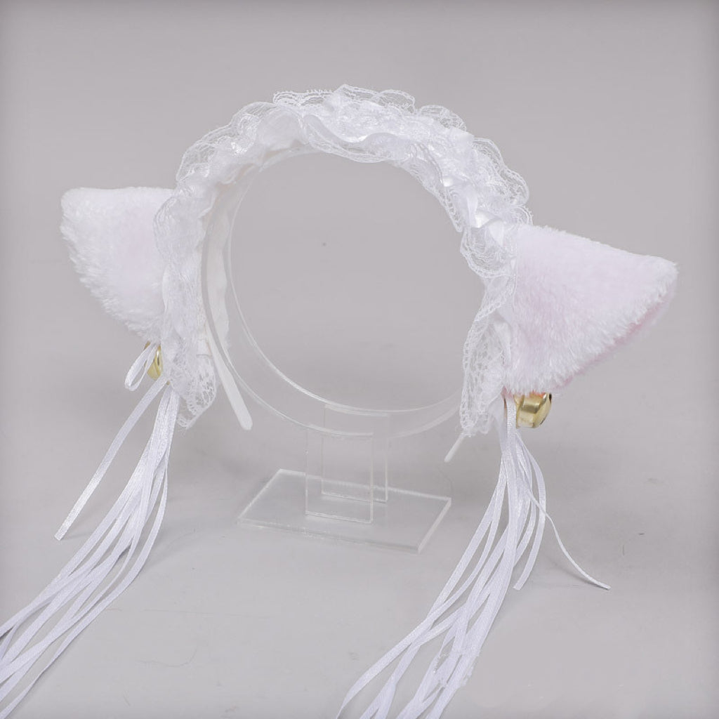 LS Bando Cosplay Lucu Telinga Kucing Renda Tali Rumbai Fashion Lolita All Size 8805 Hiasan Kepala Wanita Cat Ear With Tassel
