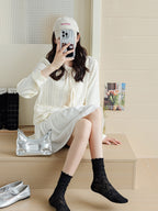 Women's Socks Ruffle Thin Long Stockings 8694