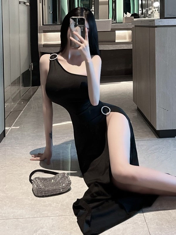 One Shoulder Slim Long Dress Elegant 8527 (S/M/L)