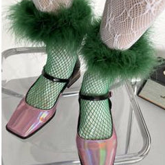 Women's Fuzzy Fishnet Y2k Fashion Socks 8026
