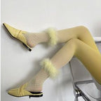 Women's Fuzzy Fishnet Y2k Fashion Socks 8026