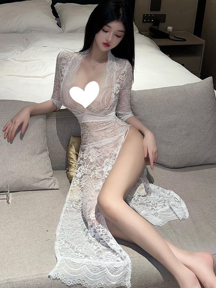 Women Sexy Lace Midi Dress Bodycon Lingerie polos 8961
