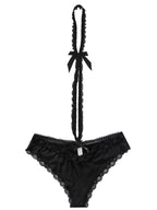 Women's Transparent Lace Panties Hollow Ribbon Straps Halter Neck L004 (M/L)