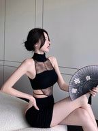 Dress Slim Fit Bodycon Alluring Lace Waist-Exposing See-Through L015