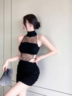 Dress Slim Fit Bodycon Alluring Lace Waist-Exposing See-Through L015