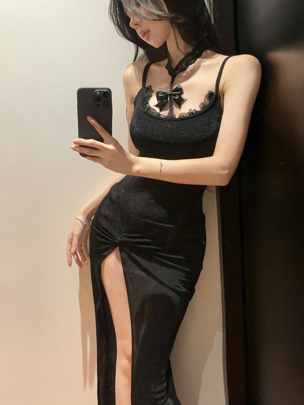 Women's Dress Lace High Neck Halter Ribbons Sleeveless  L006