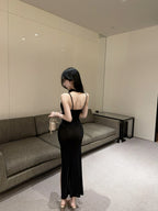 Women's Dress Lace High Neck Halter Ribbons Sleeveless  L006