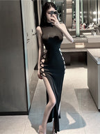Bodycon Dress High Slit Lace Up Sleeveless L013